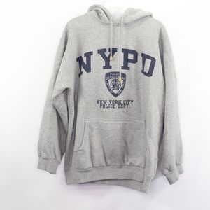 Vintage NYPD Mens Medium Hooded Sweatshirt Gray